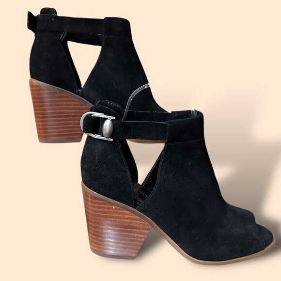 SOLE SOCIETY Caprica Open Toe Bootie (Black‎ Suede) US 7.8 EU 38 Boho Fall - Picture 2 of 8